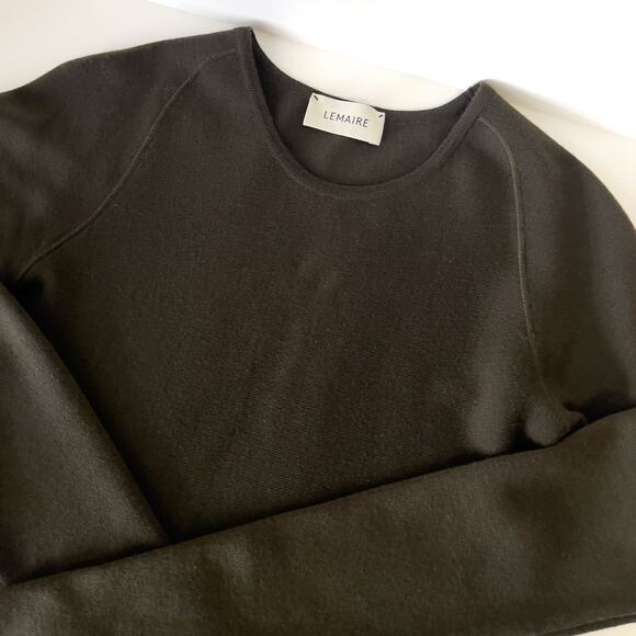 LEMAIRE 100% Virgin Wool Knit Long Sleeve Maxi Dress in Dark Khaki Size S - Picture 7 of 11